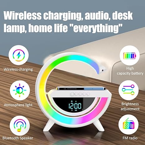 Aldorian™-Multi-function Bluetooth Speaker - Colorful Ambient Light Wireless Charging Clock All-in-One