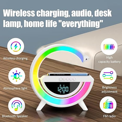 Aldorian™-Multi-function Bluetooth Speaker - Colorful Ambient Light Wireless Charging Clock All-in-One