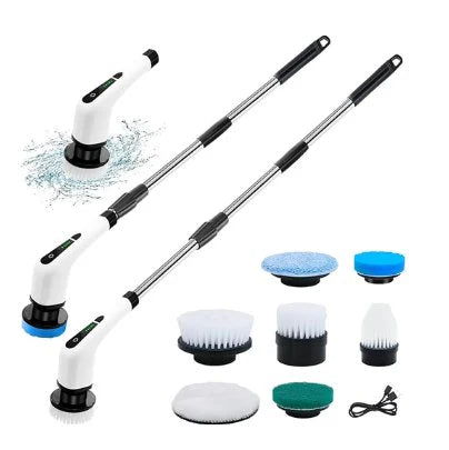 Electric Spin Scrubber – Cordless Cleaning Brush with 9 Brush Heads, 2 Speeds (300/400 RPM), 90-Min Battery – For Bathroom, Windows, Car & More