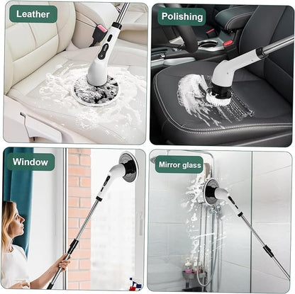 Electric Spin Scrubber – Cordless Cleaning Brush with 9 Brush Heads, 2 Speeds (300/400 RPM), 90-Min Battery – For Bathroom, Windows, Car & More